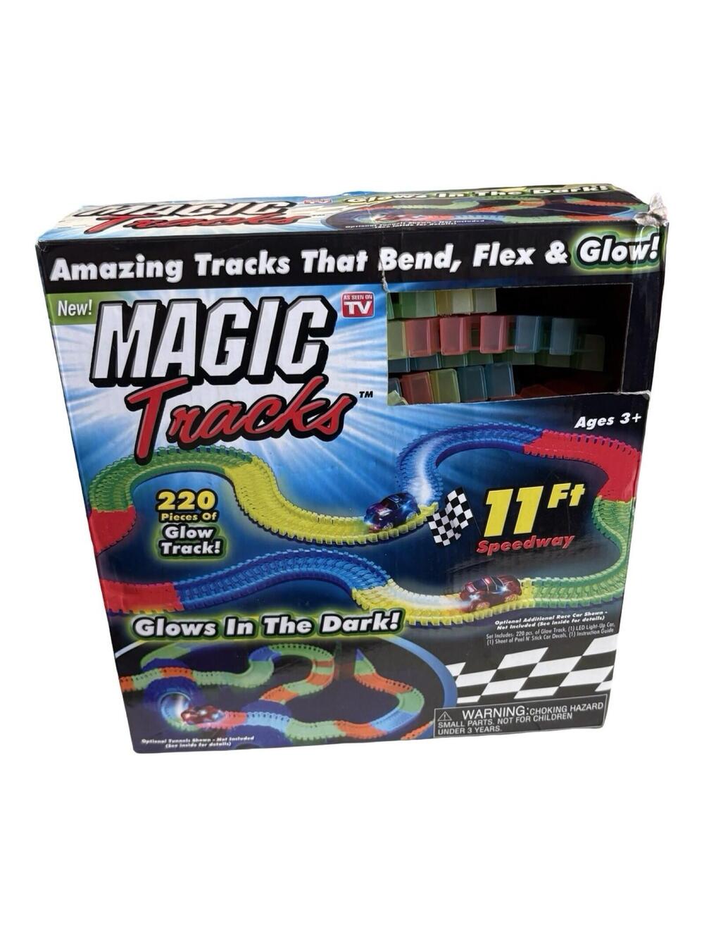 Magic Tracks Glow in Dark 200 Piece Flexible Racetrack Set LED Car As Seen On TV